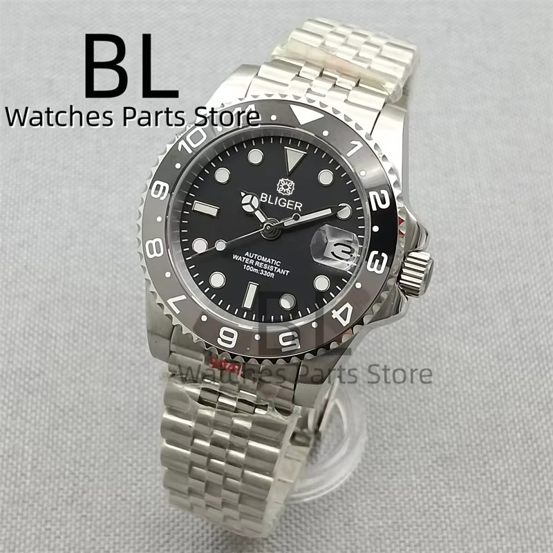 Ceramic Link Bracelet - BLIGER 40mm Relógio Masculino NH35 Automático