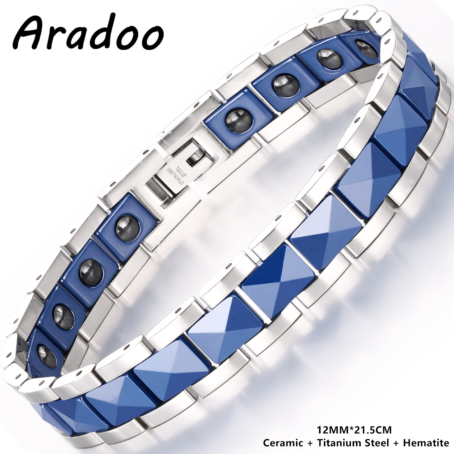 Ceramic Link Bracelet - ARADOO Pulseira de aço de titânio