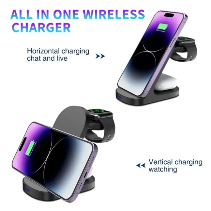 Carregador sem fio 3 em 1 durá - Watch Charging Dock avaliação e preço