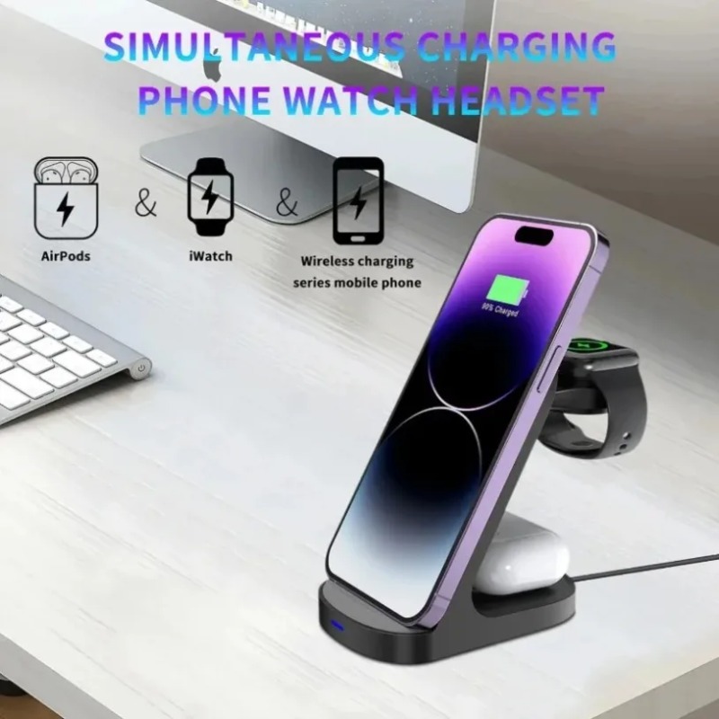 Carregador sem fio 3 em 1 durá - Watch Charging Dock avaliação e preço